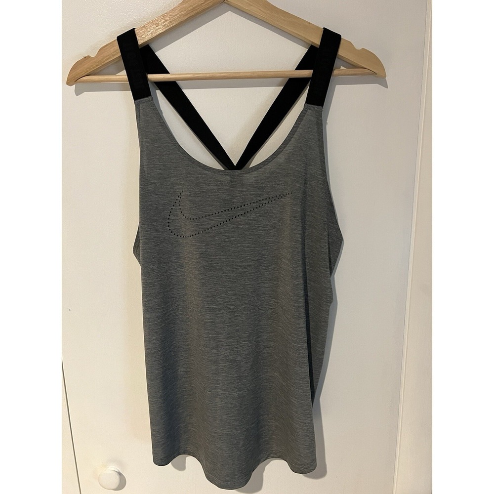 Nike Womens XS Pull Over Sleeveless Criss Cross Back Tank Top Gray